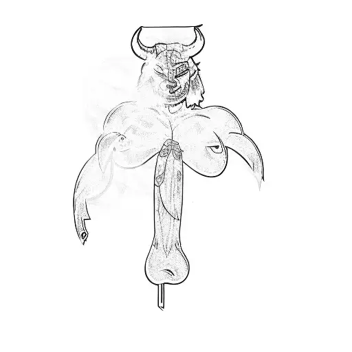 a female devil with horns tattoo design idea