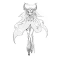 a female devil with horns tattoo design idea