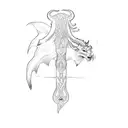 a female devil with horns tattoo design idea