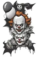 Michael myers face split pennywise teddy bear red ballon tattoo design idea