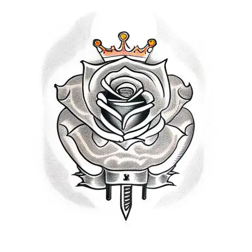 King's Crown, Rose, Sword, Shaman tattoo design idea
