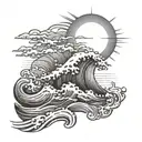 sun rays onto ocean waves tattoo design idea
