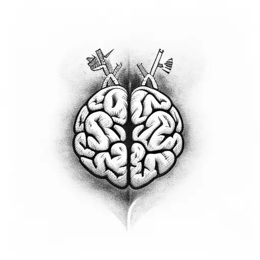 heart vs brain  tattoo design idea