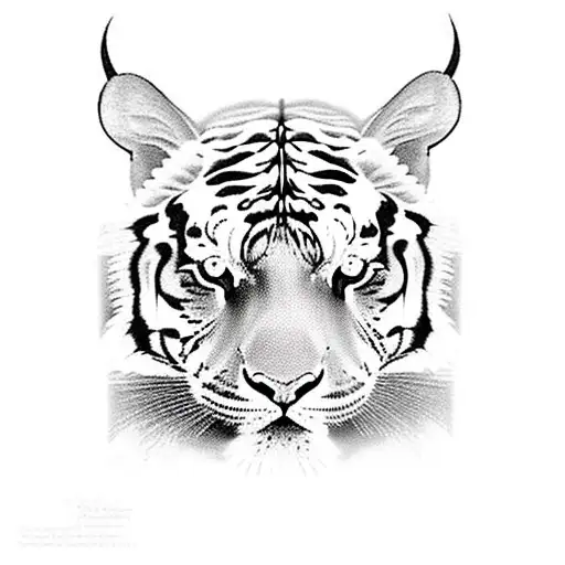 half taurus half tiger tattoo design idea