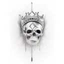 dead king knife through head tattoo design idea