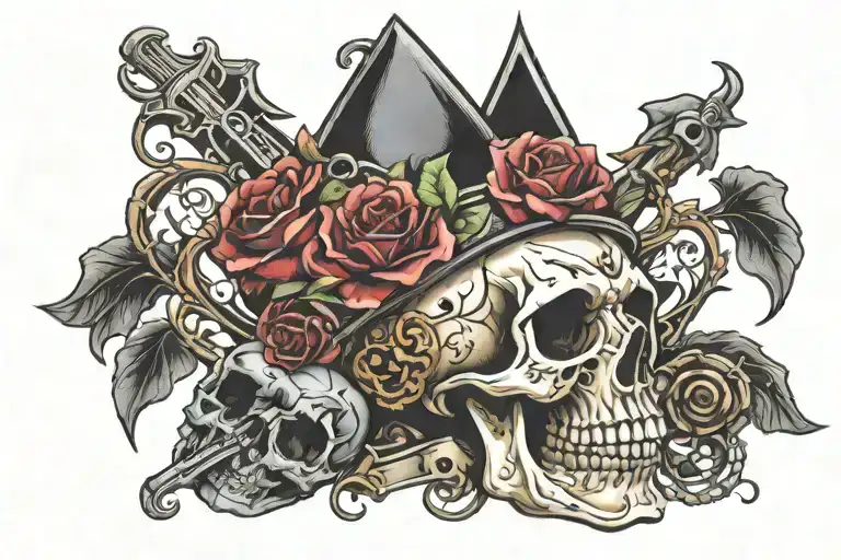 gothic skate punk skull tattoo design idea
