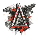 metal gear assassins creed symbol tattoo design idea