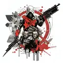 metal gear assassins creed symbol tattoo design idea