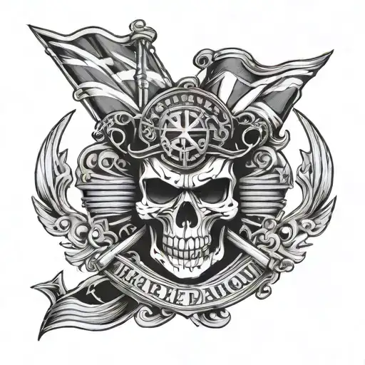 Harley Davidson logo, surrounded by a Scottish flag and skull tattoo design idea