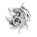 nordic dragon shoulder and collarbone simple lines tattoo design idea