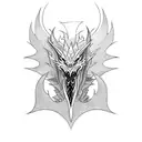 nordic dragon shoulder and collarbone simple lines tattoo design idea
