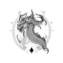 nordic dragon shoulder and collarbone simple lines tattoo design idea