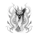 nordic dragon shoulder and collarbone simple lines tattoo design idea