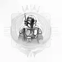Mandalorian with Grogu and a banner with the text "this is the way" tattoo design idea