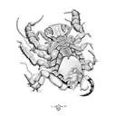 Scorpion with Tulasi leaf tattoo design idea