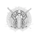 Scorpion with Tulasi leaf tattoo design idea