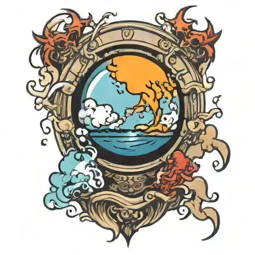 thunderstorm and crystal ball tattoo design idea