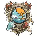 thunderstorm and crystal ball tattoo design idea