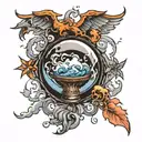 thunderstorm and crystal ball tattoo design idea