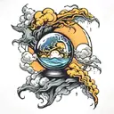 thunderstorm and crystal ball tattoo design idea