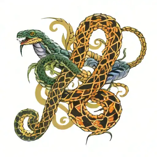 snake and scorpion surrounded my music tattoo design idea
