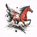  river, horse running,the moon surrounded tattoo design idea