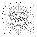 quote "we're all made of stardust" in cursive surrounded by sparkles tattoo design idea