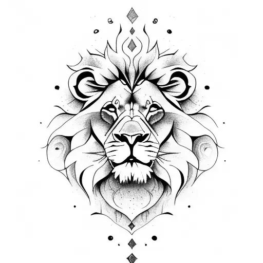 lion sunny smile aqua colour tattoo design idea