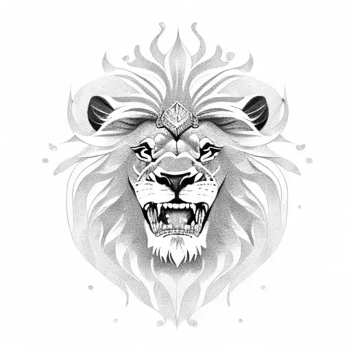 lion sunny smile aqua tattoo design idea
