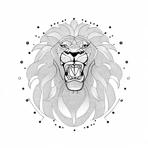 happy smile lion in sunny alchemy  tattoo design idea