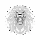happy smile lion in sunny alchemy  tattoo design idea