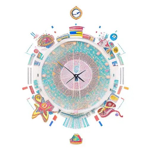 reloj de arena,palmera, camino,pergamino huella  de bebé y estrellas . tattoo design idea