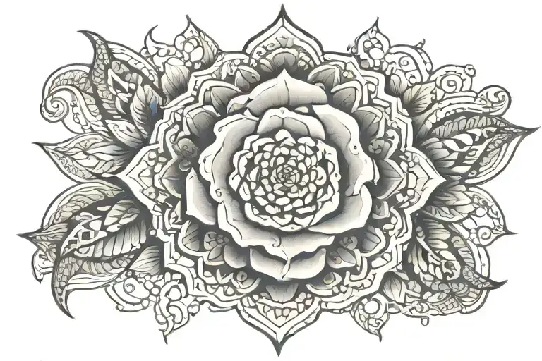 saoirse rose made entirely of intricate mandala design tattoo design idea