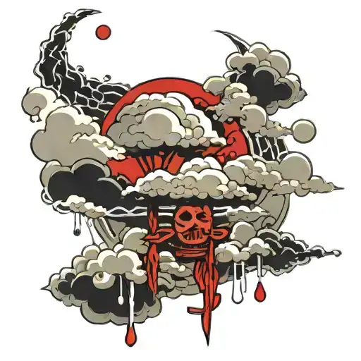 Akatsuki cloud and rain tattoo design idea