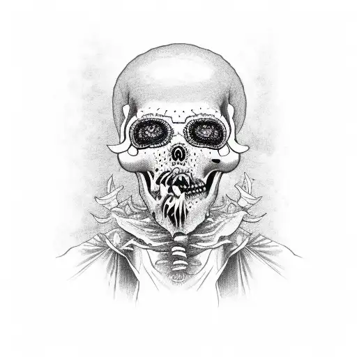 Santa muerte eating tacos tattoo design idea