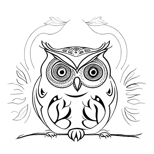 owl Rowan branch tattoo design idea