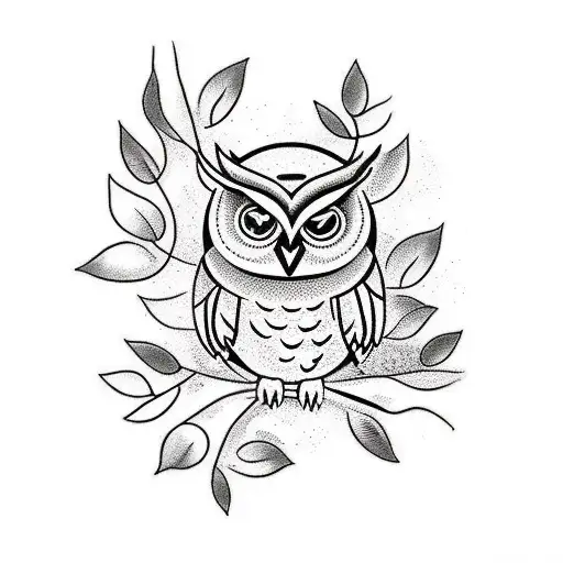 Owl Tattoo Drawing Illustration Stock Free Hq Image - Black And White Owl  Png, Transparent Png - kindpng