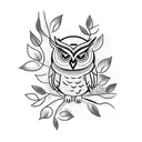 owl branch outline tattoo design idea