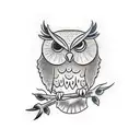 owl branch outline tattoo design idea