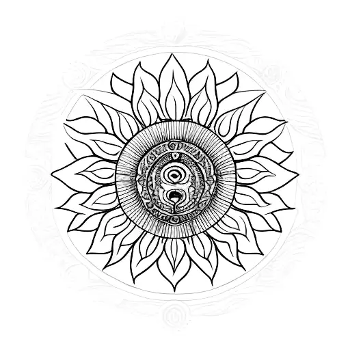 a sunflower formed by the symbol of the zodiac sign Leo tattoo design idea