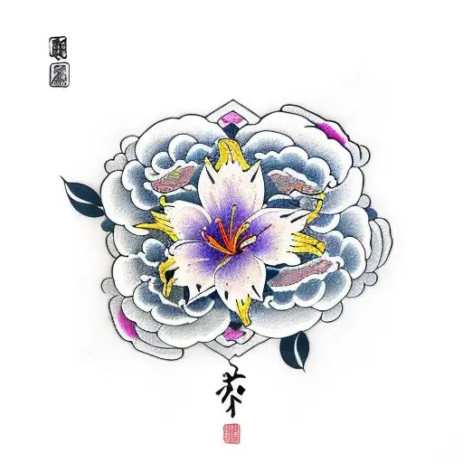 Japanese "Lily" Tattoo Idea BlackInk AI