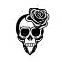 skull with rose in mouth tattoo design idea