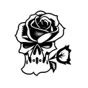 skull with rose in mouth tattoo design idea