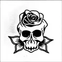 skull with rose in mouth tattoo design idea