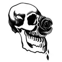 skull with rose in mouth tattoo design idea