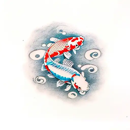 Blue Koi Fish Tattoo Design Digital Download Color JPEG - Etsy