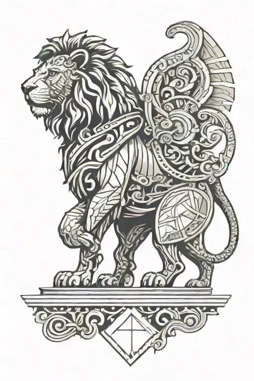 Roman empire colosseum gladiator lion tattoo design idea