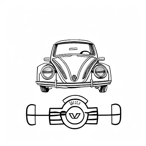 Volkswagen Beetle car and coffee tattoo design idea
