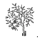 An artistic minimalist representation of an olive tree symbolizing Palestine's resilience tattoo design idea