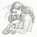 woman hugging a cavalier king charles tattoo design idea